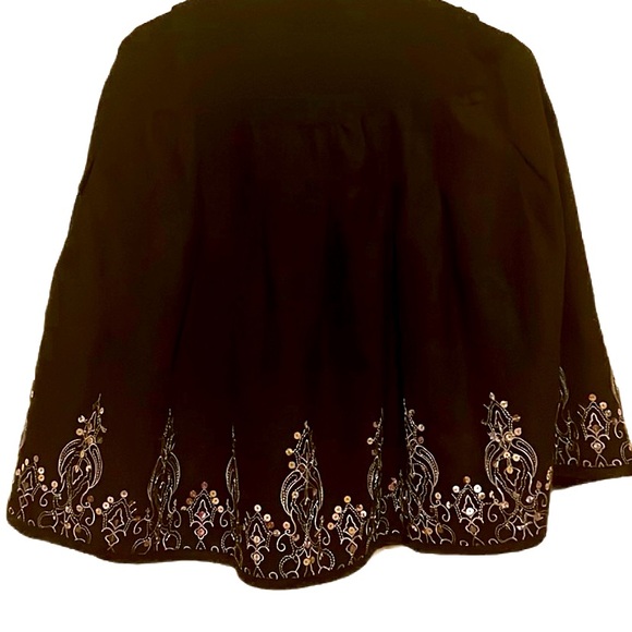 S/M Duet Women Skirt Black Embroidered Hem Sparkly Beads Stretchy Waist Summer - Picture 4 of 14